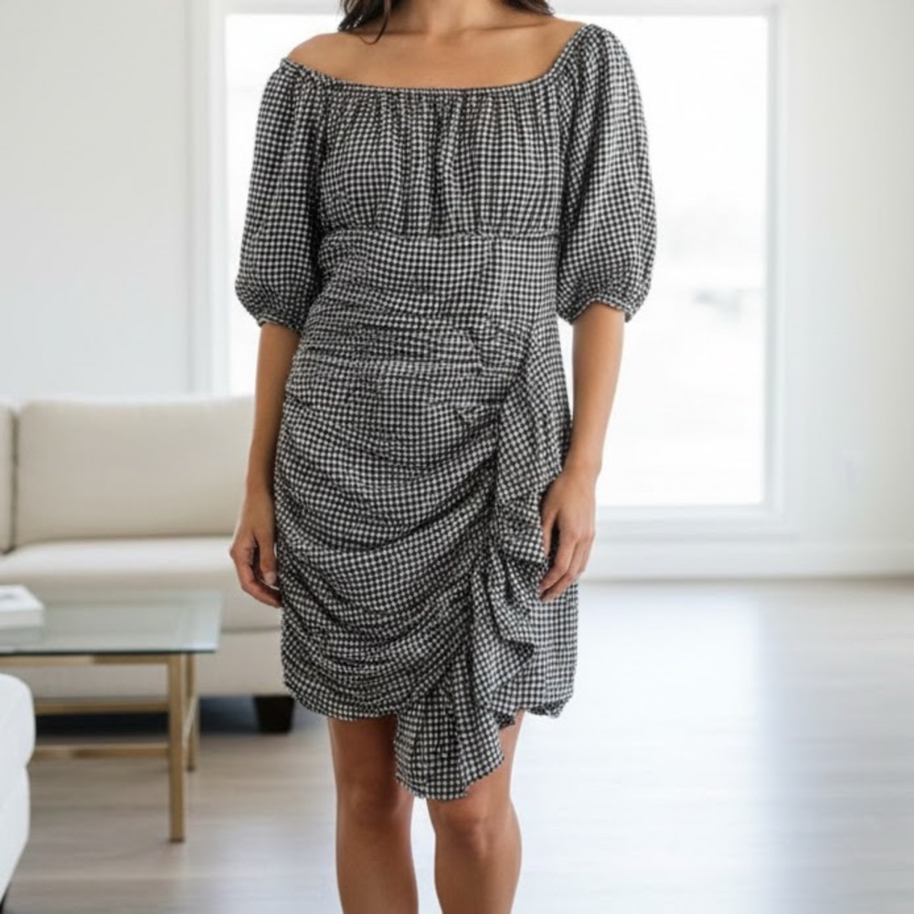 Mable Gingham Milkmaid Mini Dress Medium